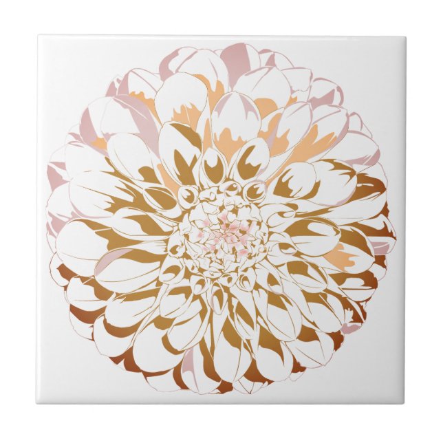 Azulejo Dahlia flower ceramic accent tile - sepia tones (Frente)