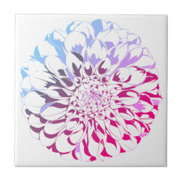 Azulejo Dahlia flower ceramic tile - bright pink tones
