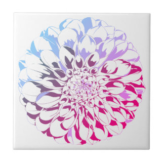 Azulejo Dahlia flower ceramic tile - bright pink tones