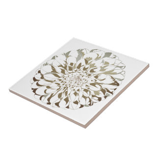 Azulejo Dahlia flower ceramic tile - brown tones