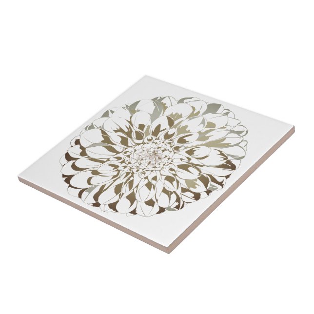 Azulejo Dahlia flower ceramic tile - brown tones (Lado)