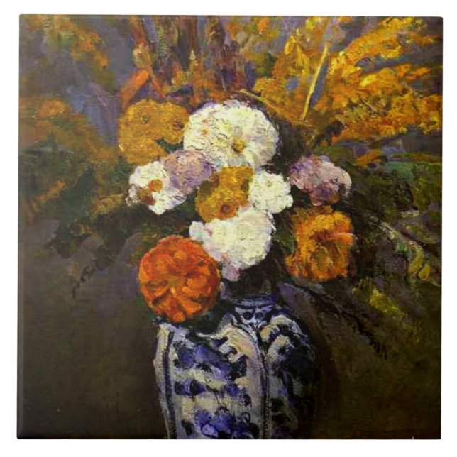Azulejo Dahlias, famosa pintura de Paul Cezanne, (Frente)