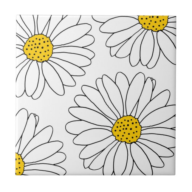 Azulejo Daisies amarillos y blancos (Frente)
