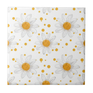 Azulejo Daisies blancos brillantes con centros amarillos