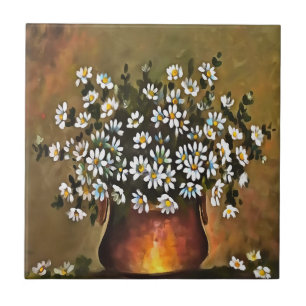 Azulejo Daisies En Una Vara De Cobre