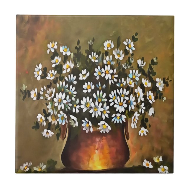 Azulejo Daisies En Una Vara De Cobre (Frente)