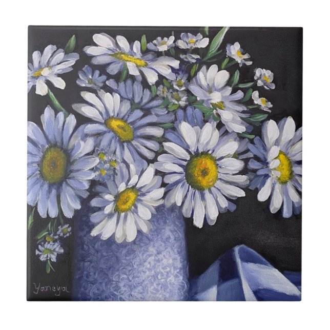 Azulejo Daisies flower coasters (Frente)