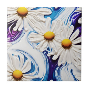 Azulejo Daisies Liquid Abstract Art
