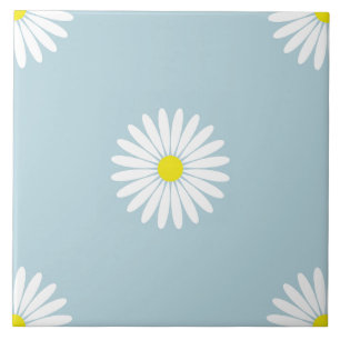 Azulejo Daisies Modelo Lg ilustrativo en azul pálido