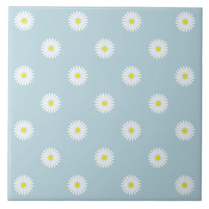 Azulejo Daisies Patrón Rpt ilustrativo en azul pálido
