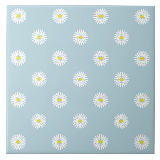 Azulejo Daisies Patrón Rpt ilustrativo en azul pálido (Frente)