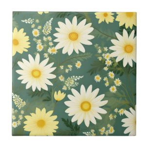 Azulejo Daisies románticos sobre el verde