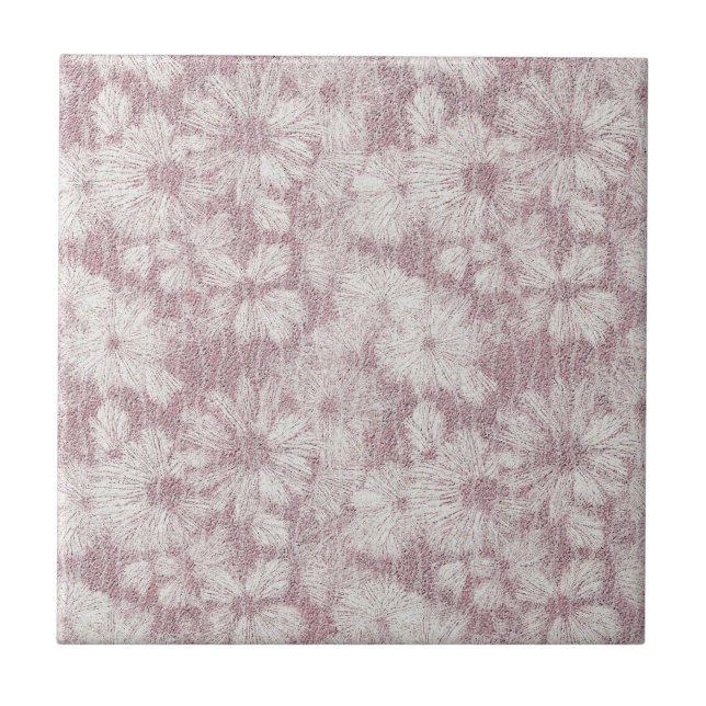 Azulejo Daisy destrozado texturado en rosa rosado pálido (Frente)
