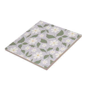 Azulejo Daisy Floral Grandmillennial Suave Lila Pastel