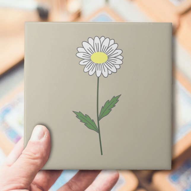Azulejo Daisy Pastel Flower Brown (Daisy Flower Brown Ceramic Tile)