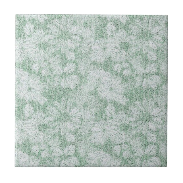 Azulejo Daisy Rota Texturizada en Verde Menta Suave (Frente)