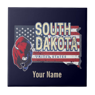 Azulejo Dakota del Sur Estados Unidos Aviso de mapa del es