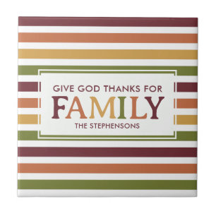 Azulejo Dale GRACIAS Otoño Rayas Familia Personalizado