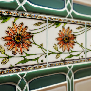 Azulejo Dalias Art Nouveau Florales sin costuras