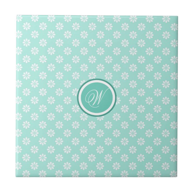 Azulejo Dalias Monogramadas Verde Menta (Frente)