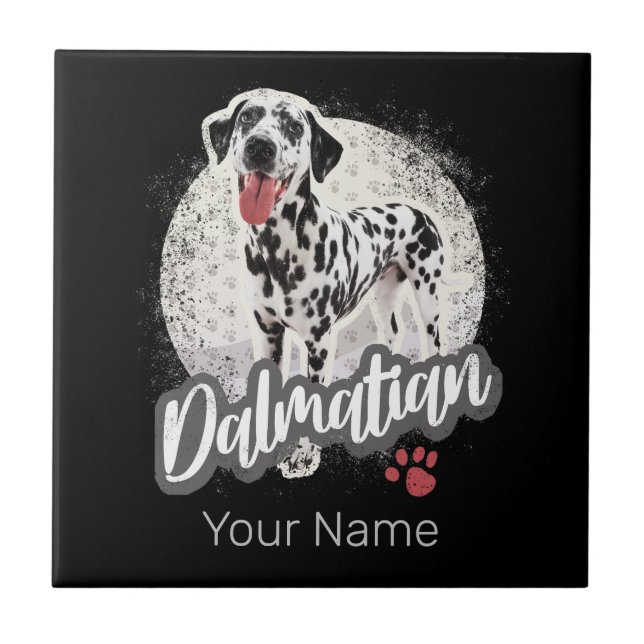 Azulejo Dalmatian Con El Diseño De Los Amantes Del Perro V (Frente)