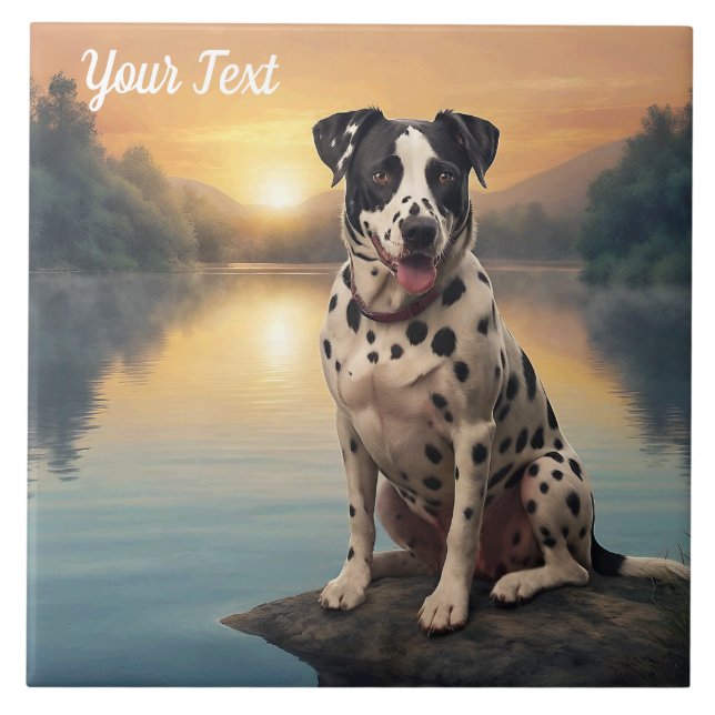Azulejo Dalmatian por el lago (Frente)