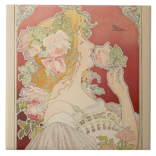 Azulejo Dama Art Nouveau Belle Époque Rosas Livemont