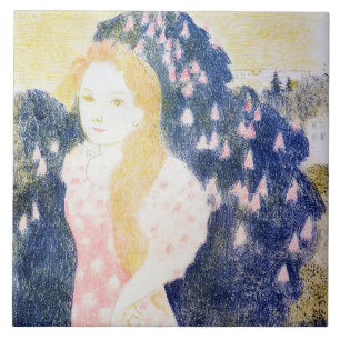 Azulejo Dama con vestido rosa, Maurice Denis