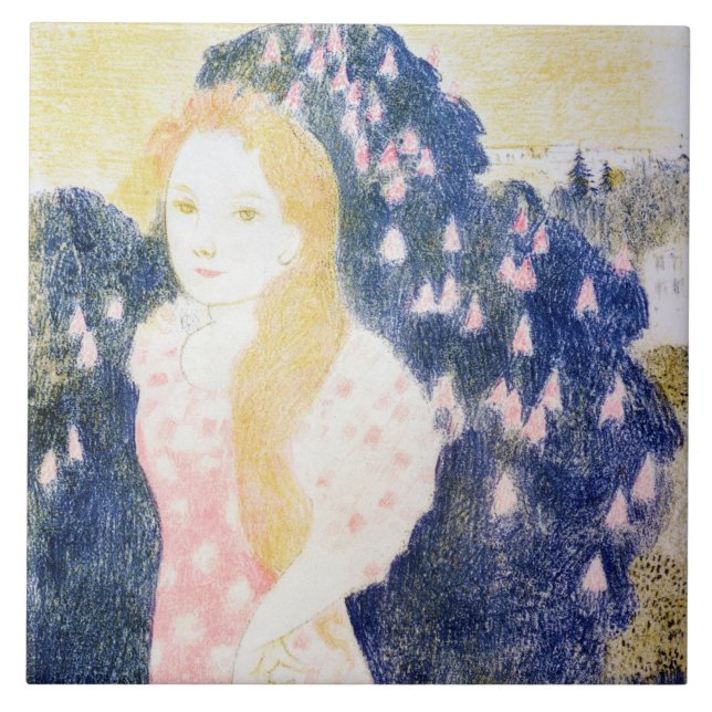 Azulejo Dama con vestido rosa, Maurice Denis (Frente)
