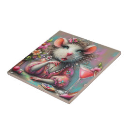 Azulejo Dama de bonito teniendo un Martini Contemplando