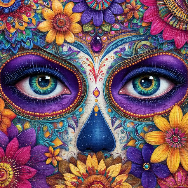 Azulejo Dama de cráneo de azúcar cara día de los muertos b (Subido por el creador)