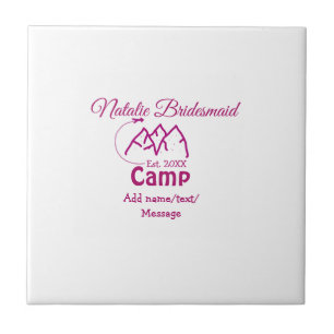 Azulejo dama de honor de campamento rosa agregar nombre fe