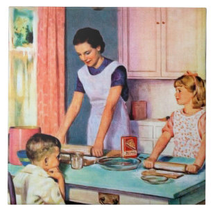 Azulejo Dama de la cocina retro