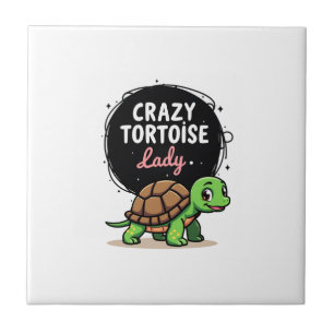 Azulejo Dama de Tortuga Loca Tortugas Mamá Mujeres Tortuga