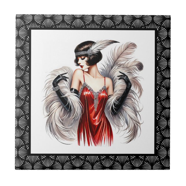 Azulejo Dama elegante Art Deco (Frente)