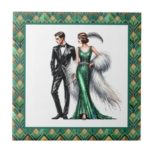 Azulejo Dama elegante Art Deco