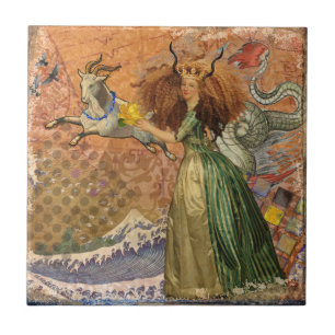 Azulejo Dama Renacentista Capricornio Fantasía Vintage Zod