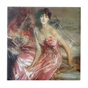 Azulejo Dama vestida de rosa (por Giovanni Boldini)