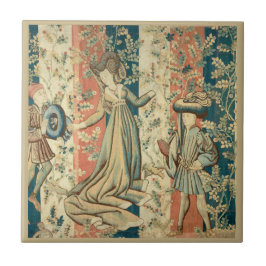 Azulejo Dama y Caballeros Medieval Edad Media 