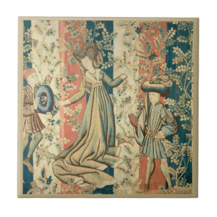 Azulejo Dama y Caballeros Medieval Edad Media 