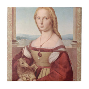 Azulejo Dama y el Unicornio Arte clásico de Raphael