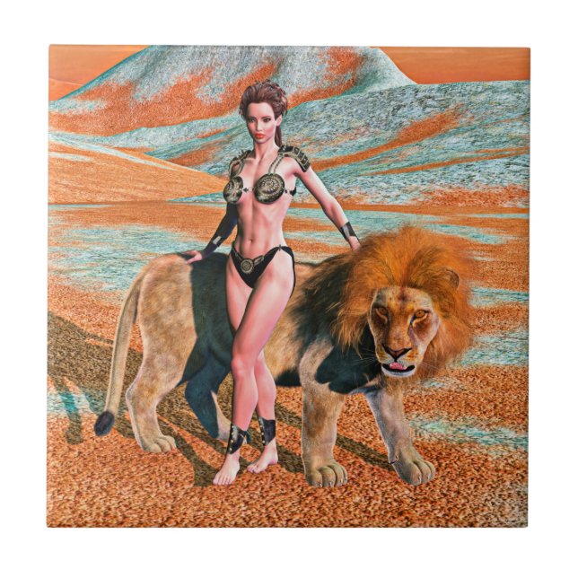 Azulejo Dama y León (Frente)