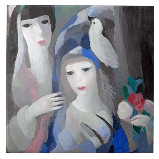 Azulejo Dama y paloma, Marie Laurencin (Frente)
