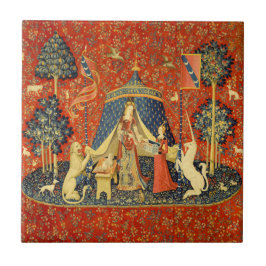 Azulejo Dama y Unicornio Tapiz Medieval: Arte Francés