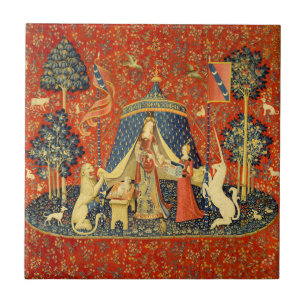 Azulejo Dama y Unicornio Tapiz Medieval: Arte Francés
