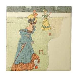 Azulejo Damas Victorianas Croquet Fiesta de Jardín Vintage