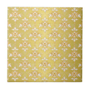 Azulejo Damasco Amarillo Azafrán Dorado Elegante