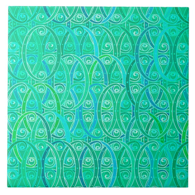 Azulejo Damasco árabe - Aqua y Turquesa (Frente)