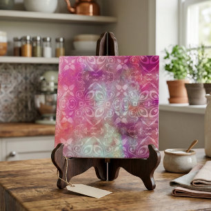 Azulejo Damasco blanco desvanecido boho rosa púrpura acuar
