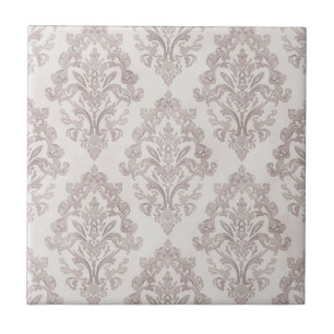 Azulejo Damasco Clásico Floral Acuarela Taupe Suave